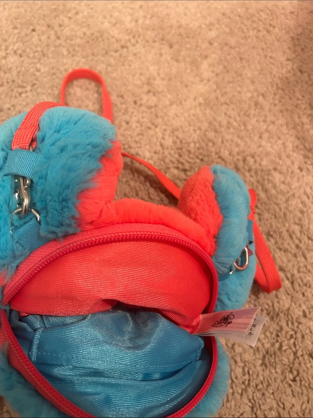 Kids Plush Mickey-Style Crossbody Bag in Coral Pink